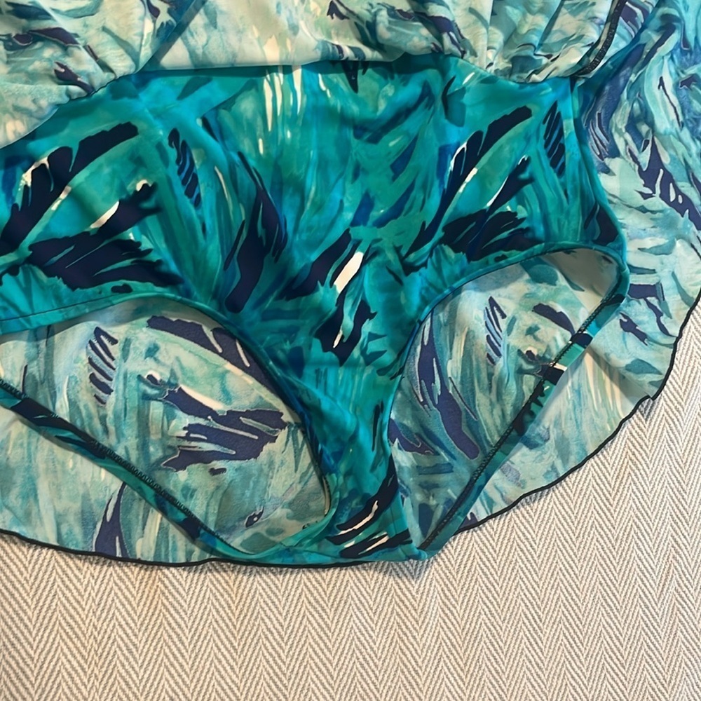 Blue Size 16 Women's Blue Patterned One Piece Swimsuit - Picture 9 of 11